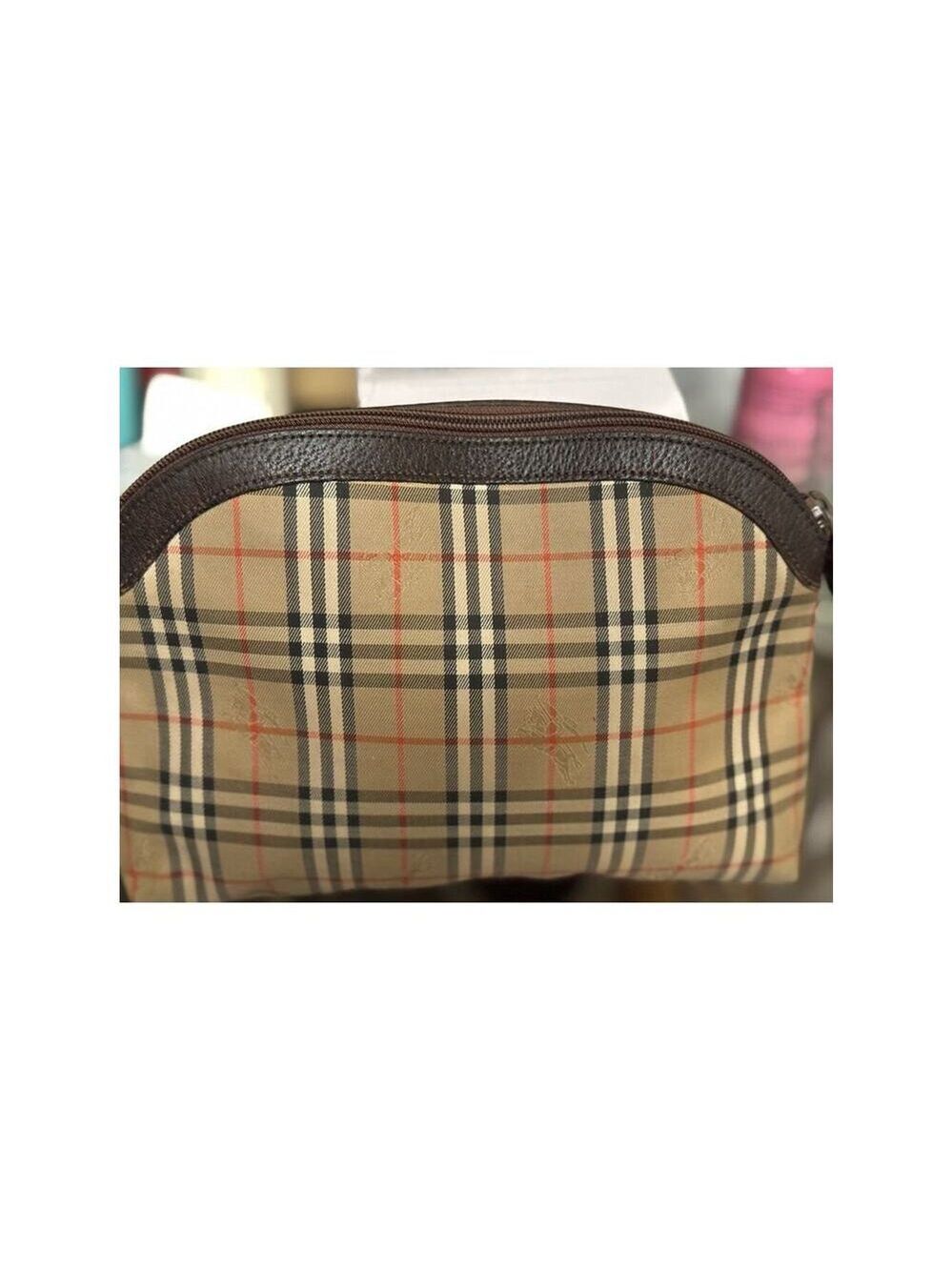 BURBERRY’s Nova Check Beige Canvas Pouch Clutch Vintage - Picture 4 of 11